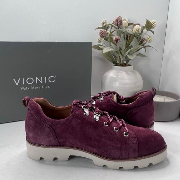 Vionic Ballari Suede Lace-Up Oxfords Loafer Shoes Shiraz Women’s 6.5W Tried On